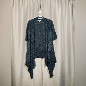 Decree Medium Charcoal Marble Open Front Knit Waterfall Cardigan GUC